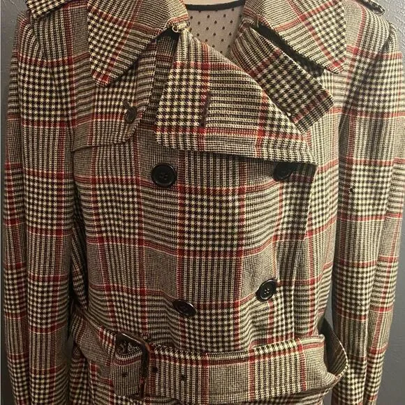 Aquascrutum Vintage Plaid Trench Coat with Belt - Picture 2 of 16